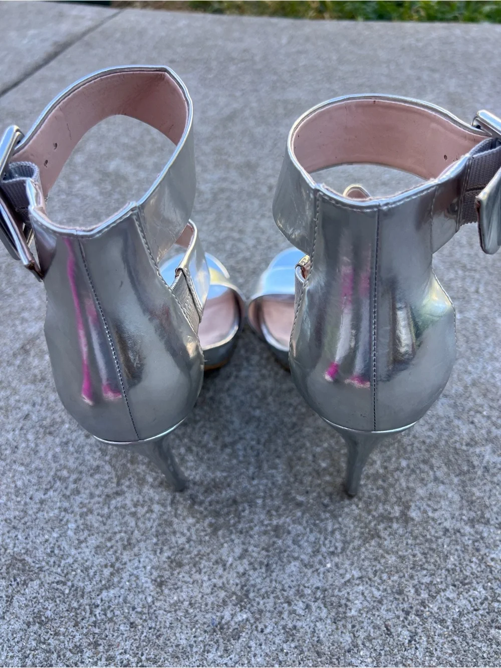Aldo Silver Strappy Heels – Size 8.5 - Picture 3 of 5